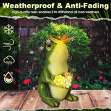 Threehoney Solar Garden Frog Statues with Lights Waterproof Outdoor Frog Decor Outside Garden Decor for Patio Porch Yard, Mother's Day Gardening Gift for Mom, Women Frogs Lovers