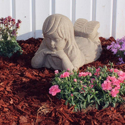 Emsco Group 2248W 16" Day Dreaming Girl Garden Statue, White