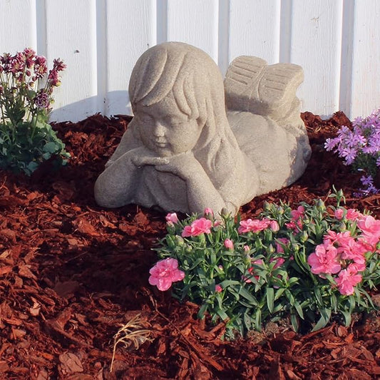 Emsco Group 2248W 16" Day Dreaming Girl Garden Statue, White