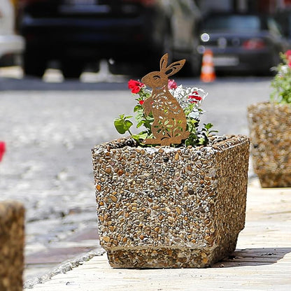 4 Pcs Metal Rabbits Garden Statues, Metal Rusty Yard Art Animals Garden Stakes Rabbit Silhouette,Rabbits Yard Art, Flowerbed Decoration, Outdoor Decor