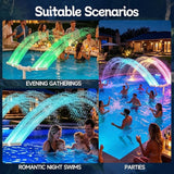 Above Ground Pool Waterfall, Solar Fountain, 11-Color Solar Pool Fountain with Lights, Dual Adjustable Spray, Auto Dusk Sensor, Floating Sprinkler for Inground Spas, Backyard & Outdoor Water Decor