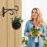 6" Plant Hanger Hooks Outdoor Indoor Planter Hooks, Wall Mounts for Hanging Plants, Baskets, Wind Chimes, Bird Feeders, Lanterns, Bird Houses (Black Metal, 2-Pack)
