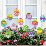 Cinrobiye 12Pcs Easter Planter Stakes Flower Pot Signs 5.9Inches Bunny Chick Jesus Egg Garden Stake Outdoor Lawn for Easter Party Patio Yard Outside Greetings Home Farmhouse Decor