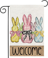 Easter Garden Flag 12x18 Inch Vertical Double Sided, Welcome Easter Bunny Rabbit Yard Flags for Outside Decor, Spring Holiday Outdoor Seasonal Decorations for Home