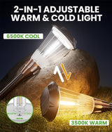 BITPOTT 2-in-1 Warm&Cool Solar Pathway Lights Outdoor, 2 Pack Solar Garden Lights Waterproof IP65, Auto On/Off Outdoor Light for Yard Garden Walkway Landscape Lighting