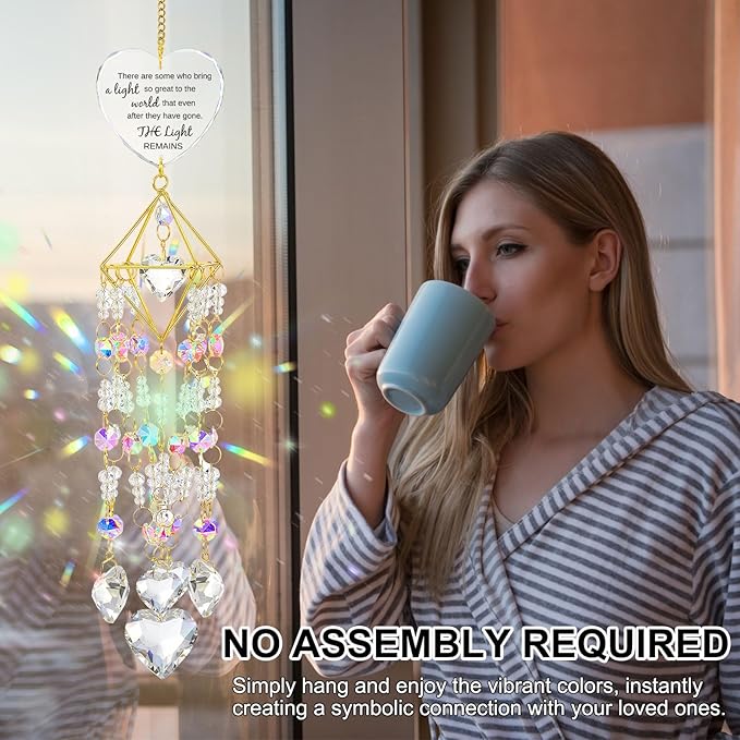 AceOrbit Memorial Gifts Crystal Suncatchers for Window Hanging Wind Chime Garden Suncatchers Rainbow Decor Sympathy Gifts for Loss of Family, Loved Ones, Funerals, Bereavement, Remembrance
