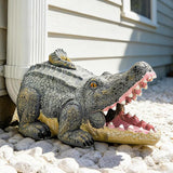 Teaeeno Alligator Decor Statue Gutter Downspout Extension Decorative,Crocodile Gutter Animal Statue Outdoor Decor,3"×4" Rain Gutter Downspout Splash Block,Garden Splash Block Outdoor Sculpture (Green)