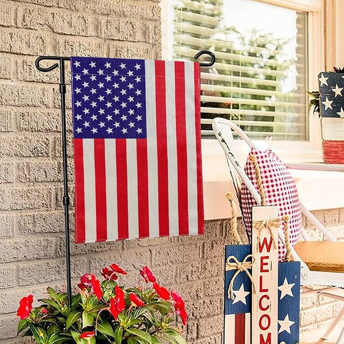 URSKYTOUS American Garden Flag Small American Flag Double Sided 12×18 Inch Weatherproof Patriotic USA Garden Flags Outside Thick Burlap Stars and Stripes Flags for Outdoor Yard Patio Lawn Decor