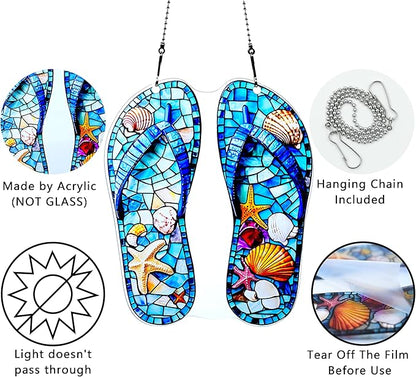 Slippers Shells Starfish Ornaments Colorful Window Hanging Decorations Home Wall Decor for Indoor Outdoor