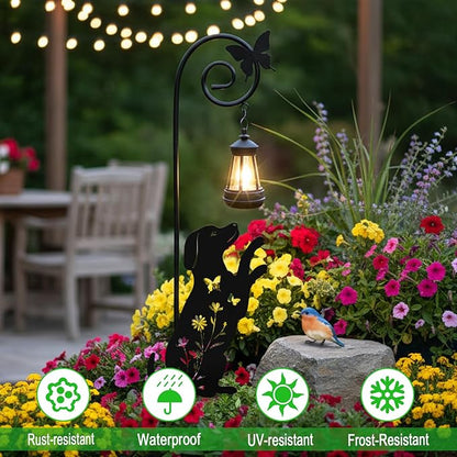 Metal Dog Stake with Solar Lights Outdoor Decorative,Beagle Lawn Ornaments,Womens Gifts Unique,Garden Silhouette Animal Decor