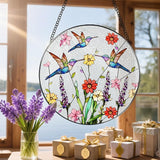 8 Inch Hummingbirds Stained Glass Suncatcher, Stained Glass Window Hanging, Window Hanging Decor, Hummingbird Sun Catcher, Gifts for Women Mom Grandma, Mother Day, Birthday, Christmas