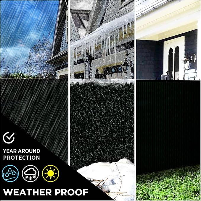 Boen - Backyard Privacy Screen Fence Covering 6' x 15' - Black - Instant Outdoor Privacy Fence Screen for Any Metal, Chain Link, Wood Panels or Plastic Fencing - Shade & Block Wind Privacy Wall