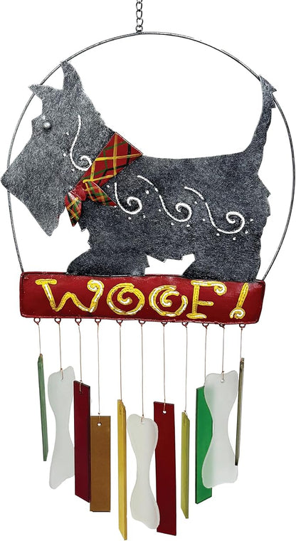 Blue Handworks Glass Wind Chime, Angus Scottie Dog