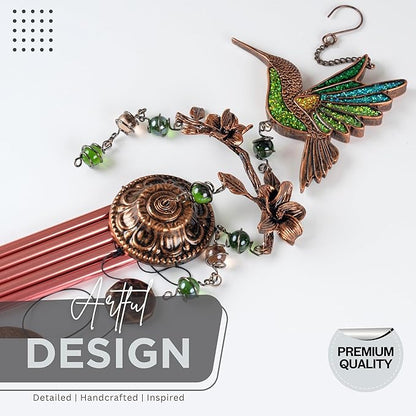 Wind Chimes for Outside, Wind Chimes Outdoor Clearance, Soothing Tones, Hummingbird Wind Chime, Memorial, Sympathy Gift, Patio, Porch, Home Décor, Modern, Art Décor, Bronze (32" Hummingbird)