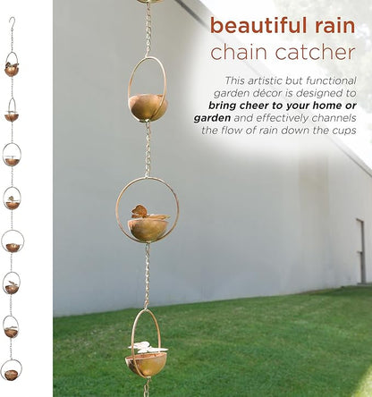 Alpine Corporation QES142HH Metal Hanging Butterfly with Spring Chain Rain Catcher, Décor for Garden, Patio, & Lawn, 73" H