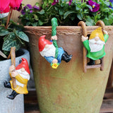 Set of 3 Cartoon Dwarf Pot Hangers - Climbing Ladder Figurines, Garden Patio Balcony Wall Decor, Hanging Ornaments for Flower Pot Edges, Perfect Festive & Special Occasion Gift