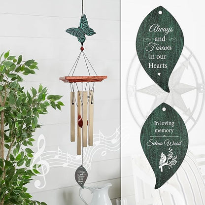 ASTARIN Cardinal Memorial Wind Chimes, Personalized 26" Small Metal Symphthy Wind Chime, Bereavement Gift for Loss of Loved One Father Mother, Dragonflie Damselflie Decor for Outside Patio Garden