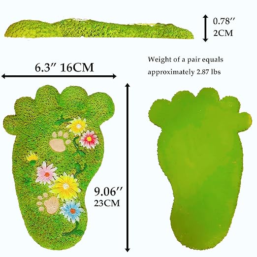 Garden Stepping Stones - Outdoor Decorations for Courtyards, Dog Footprint Stones, Lawn Stepping Stones Set, Resin (2-piece Set)