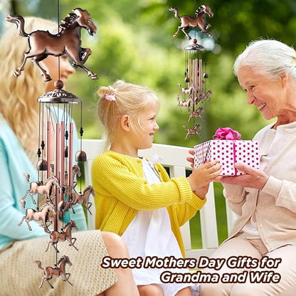 Horse Gifts for Women Mom Wind Chimes for Outside Clearance Copper Windchimes Patio Decor House Warming Gifts Outdoor Garden Decor for Porch Yard Decorations