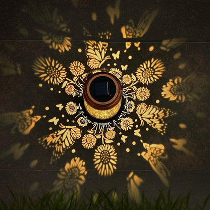 Sunflower Solar Lanterns Outdoor,Butterfly Gifts Metal Hanging Lights,Waterproof LED Solar Lights for Garden,Yard,Patio Pathway Lawn Decor,Birthday Gifts for Women,Mom-with S-Hook
