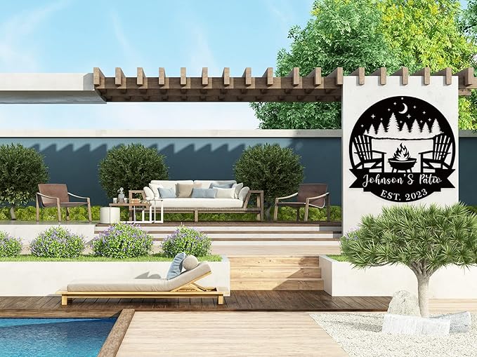 Personalized Welcome to Our Backyard Sign,Personalized Patio Signs and Decor Outdoor, Metal Backyard BBQ Sign, Pool Name Sign