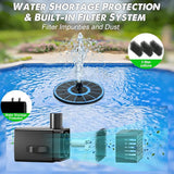 Yzert Solar Fountain Glass Panel with 2200 mah Battery, 3.5W Floating Solar Water Fountain with 4 Fixed Rods, Solar Pump for Bird Bath, Garden, Pond, Pool, Outdoor (Blue Panel White Lights)