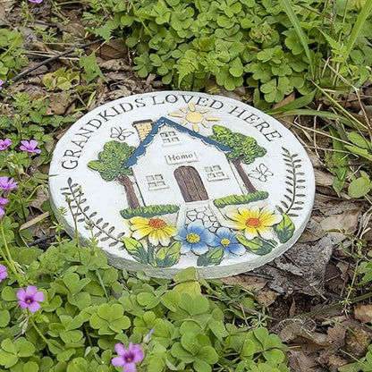 Grandma Garden Stepping Stone Yard Walkway Step Stone Grandma Gifts from Grandchildren Home Outdoor Decor Lawn Concrete Stepping Stones Outside Decorations, regular, White