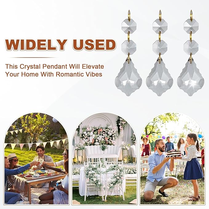 M METERXITY 10PCS Crystal Suncatcher 2 Leaves Prisms Pendants Ornament, 38mm Chandelier Hanging Crystal Sun Catcher Beads for Home Garden Windows Wedding DIY Decoration [EP Grey]