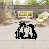 Adorable Fox Stake Decoration, Metal Yard Art Animal Stake Black Fox Silhouette Statues for Yard Lawn Outdoor Decorations (2PCS)