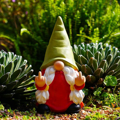 Middle Finger Gnome Statue 12.4in Female, Large Naughty Garden Gnome Statue Decoration and Lawn Ornament - Funny Garden Gnomes for Outdoor or Home Decor