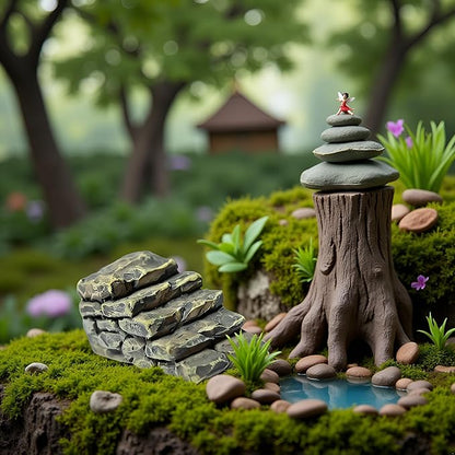 Miniature Resin Bridge, Straight Stairs, Stone Steps, Garden Fairy Ornament, Flower Pot, Plant, Micro Landscaping Decor, Bonsai Craft, Outdoor Statues, Outdoor Decor