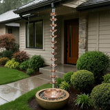MorningRo 8.5ft Rain Chains for Gutters Outside with Anchor Basin 12 Cups Rain Chain Catcher Downspout Replacement Adjustable Metal Garden Rainwater Divert for Eaves Drainage(Flower)