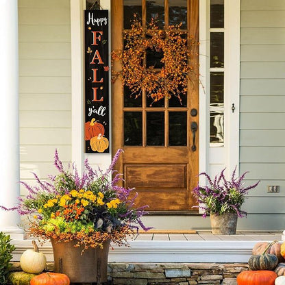 Happy Fall Y'all Welcome Porch Sign Decor Autumn Pumpkin Wooden Hanging Sign Door Porch Standing Decorative Signs Plaques for Front Door Farmhouse Outdoor Indoor Welcome Sign Wall Craft Decor 47.2"H