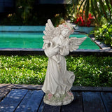 Solar Angel Statue for Outdoor Garden Decor, 10.6 INCH Outside Angel Sprinkles Water Sculptures Ornaments for Balcony, Garden, Patio, Yard, Lawn, Birthday Gifts for Women Mom Grandma