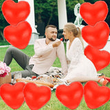 JarThenaAMCS 11" Valentine's Day Inflatable Heart Balloon Red Heart Shape Blow Up Hanging Ornaments Decorations PVC Indoor Outdoor Decor for Wedding Garden Yard Lawn Party Supplies, 10Pcs