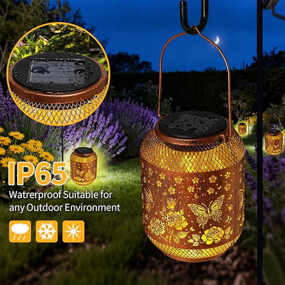 Butterfly Solar Garden Statues Birthday Gifts for Women Mom Grandma Hanging Solar Outdoor Waterproof Metal Garden Decor Outside for Yard,Patio,Lawn Porch,Backyard
