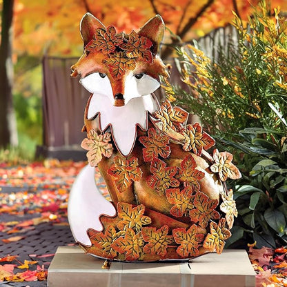 10" Metal Cute Fox Garden Accent, Whimsical Fox Lover Ornament, Real Metal Sculpture Decor, Funny Animal Outdoor Statue, Unique Decorative Lawn Fox Figurine Gift