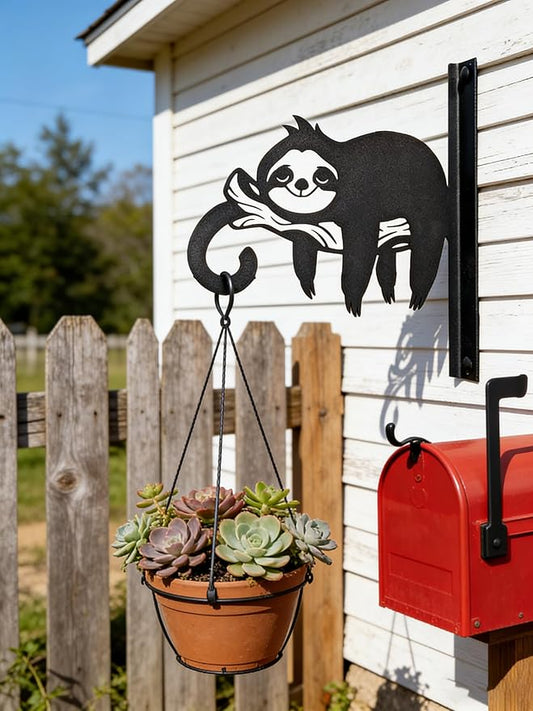 Iron Plant Hangers Hooks for Outdoor -10inch Hanging Plants Flower Fern Pots Lantern Bird Feeder Wind Chimes for Porch Garden Farmhouse (The Leisurely Sloth)