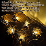 2 Pack Solar Wind Chimes for Outside Lights Sun Moon Star Outdoor Hanging Decor Warm Lights Prefert Gifts for Mom Wife Outdoor Windchimes for Garden Yard Patio Christmas Birthday Mothers Day