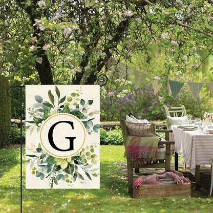 AVOIN colorlife Monogram Letter G Floral Garden Flag 12x18 Inch Double Sided Outside, Family Last Name Initial Yard Outdoor Decoration