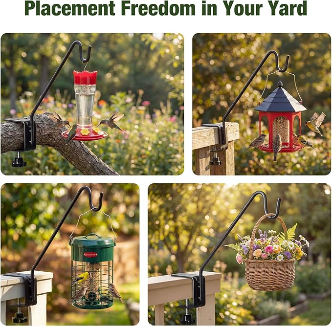 Kingsyard 2 Pack Middium Heavy Duty Deck Hook - 10 inch Metal Deck Railing Hooks for Hanging Bird Feeders, Planters, Suet Baskets, Lanterns, Wind Chimes
