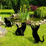 Tandefio 6 Pack Black Cat Garden Stakes Metal Cat Silhouette Decorative Garden Statues for Yard Art Outdoor Decor for Patio Lawn Farmhouse Ornament Cats Lover Gifts Bird Repellent Scaring Pest(Large)