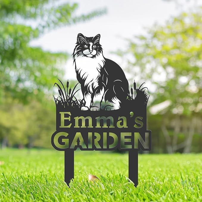 Personalized Cute Cat Kitten Metal Garden Sign,Custom Yard Sign With Stake,Outdoor Garden Décor,Pet Cat Lawn Garden Decorated Statue,Cat Sympathy Yard Metal Sign,Cat Lover Gifts Kailyard Plaque.