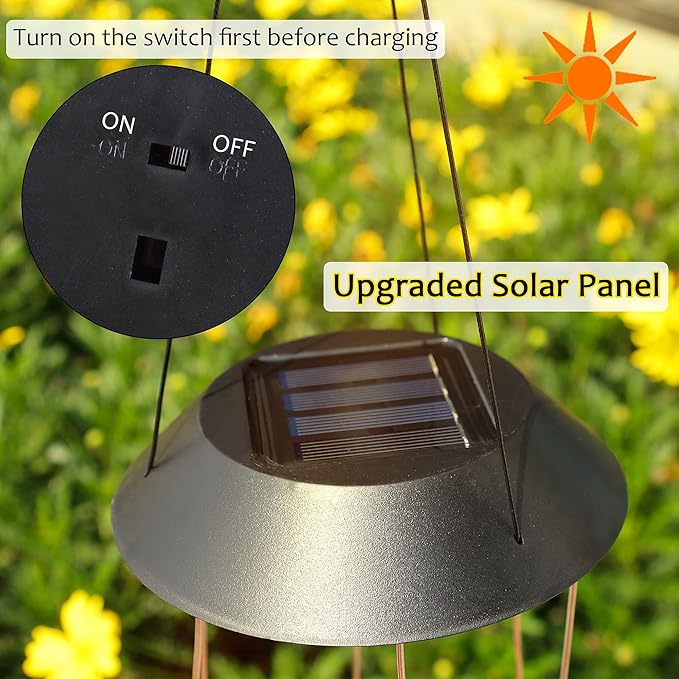 SAND MINE Solar Wind Chimes, Outdoor Butterfly Wind Chimes, Color Changing LED Mobile Wind Chime, Outdoor Waterproof LED Solar Light for Porch Deck Garden Patio Decor, Blue