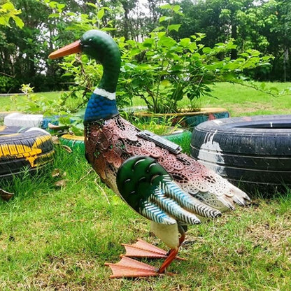 Duck Statue for Garden, Iron Water Proof Animal Decor with Auto Light, Cute Lawn & Patio Decoration for Outdoor (Multiple Colors)