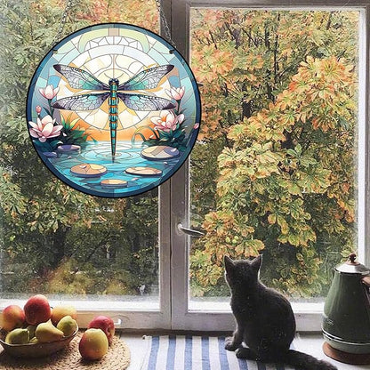 Dragonfly Acrylic Window Hangings, Indoor Dragonfly Stained Window Hanging Acrylic Art Wall Decoration Gift for Indoor Outdoor Home Garden Ornaments