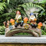 Funny Garden Gnome Statue Solar Powered Mushroom Figurine with Squirrel Gnome Durable Resin Outdoor Decoration for Patio Yard Lawn Ornament Housewarming Gift