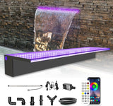 LONGRUN 90cm Pond Waterfall Blade,Acrylic Pool Fountain with RGB Bluetooth LED Light, Complete Waterfall & Stream Kits for Outdoor Water Features