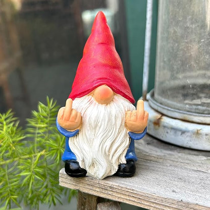 Middle Finger Gnome Mini 3.5in,Double Bird Gnome - Naughty Funny Outdoor Decoration for Yard Patio Lawn Ornament and Home Decor,Fairy Garden