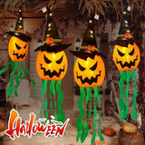 Halloween Decorations Outdoor Halloween Decor Hanging Outdoor Lights Glowing Pumpkin Witch Hat Indoor Ornaments Lights for Party Porch Tree Yard (4Pcs)